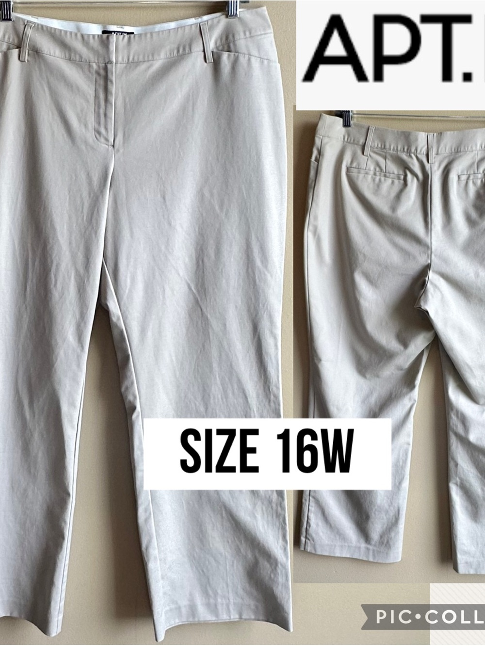Apt. 9 Women's Pants Khaki Curvy Straight Leg Mid Rise Dress 31” Inseam Size 16W